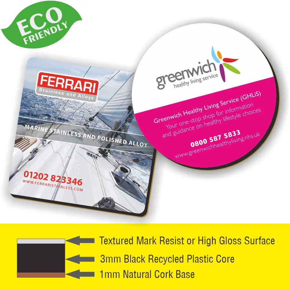 4mm RIGID CORK BACK COASTER - from 98p